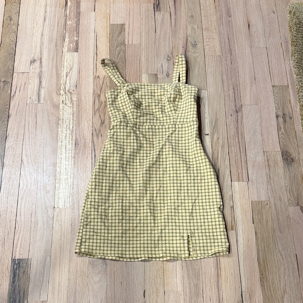 Hollister Yellow Checkered Midi Dress